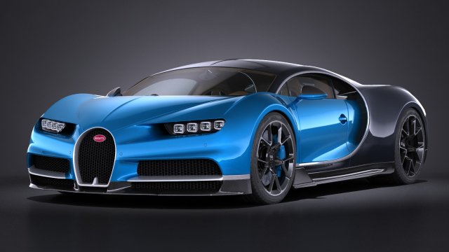 Bugatti Chiron 2017 3D Model .c4d .max .obj .3ds .fbx .stl .blend