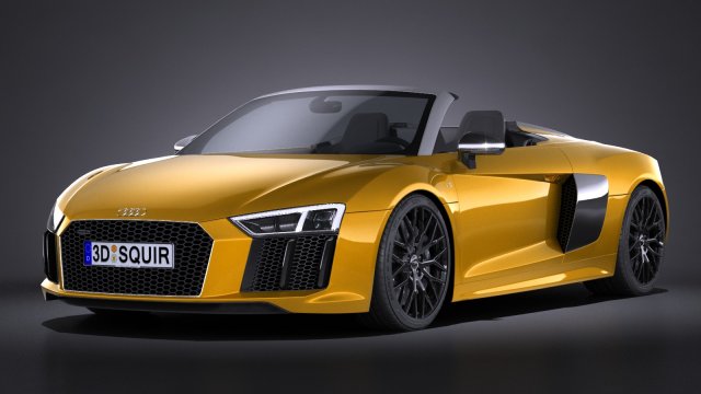 Audi R8 Spyder V10 2017 3D Модель .c4d .max .obj .3ds .fbx .stl .blend 