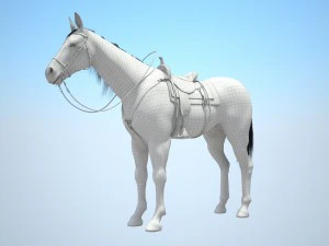 Kowbojski Koń Z Siodłem Model 3D