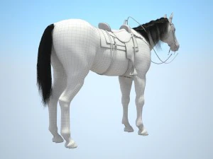 Kowbojski Koń Z Siodłem Model 3D
