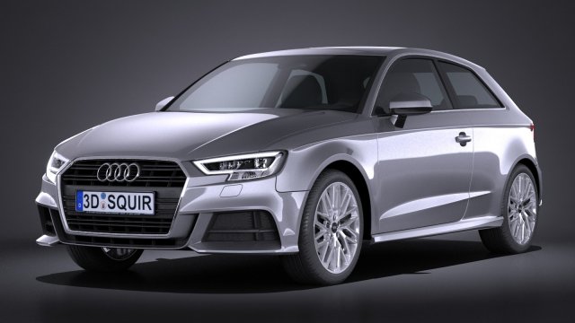 Audi a3 2017 3-door 3D Model .c4d .max .obj .3ds .fbx .stl .blend 