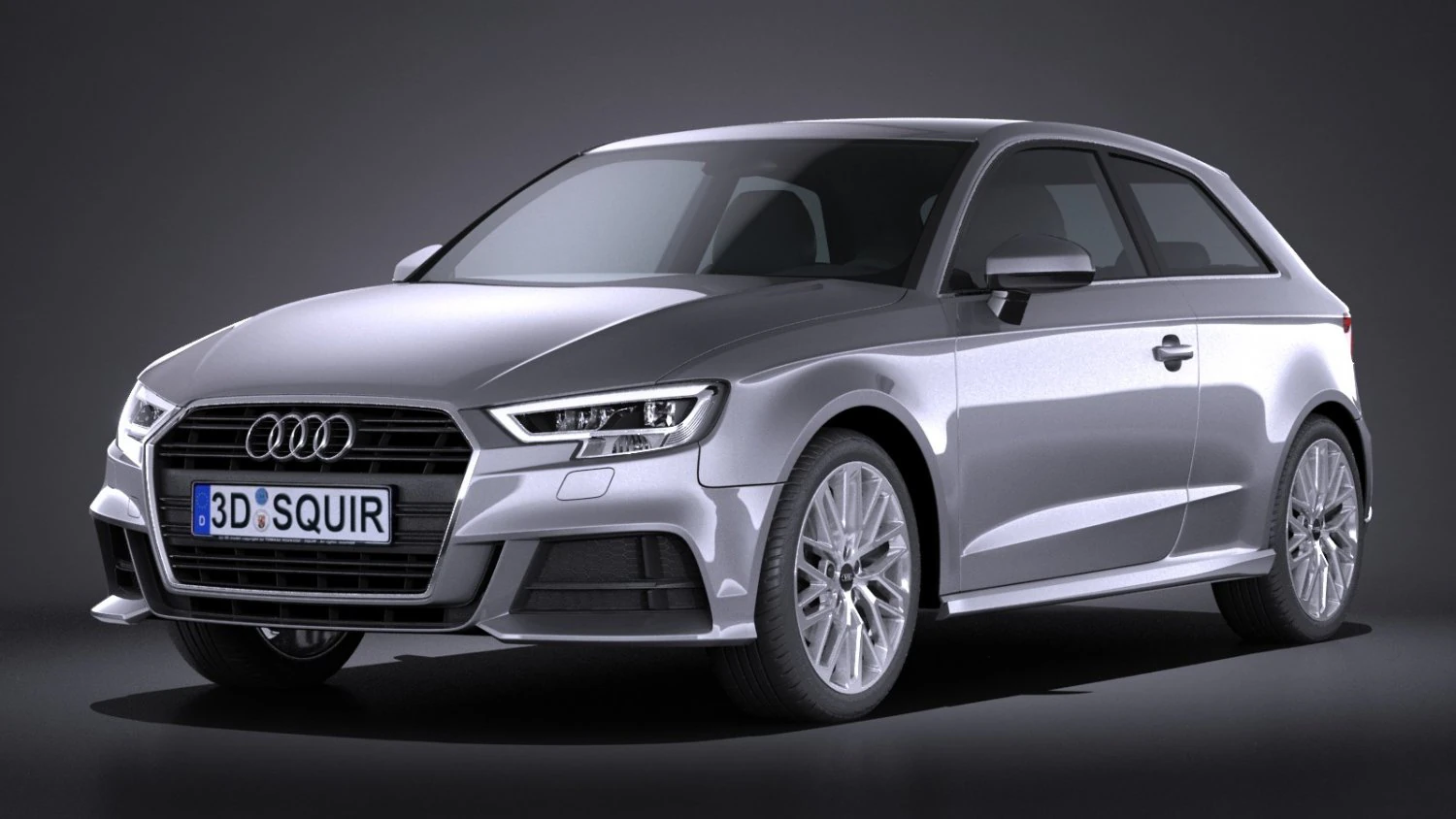 Audi a3 2017 3-door 3D Model .c4d .max .obj .3ds .fbx .stl .blend 