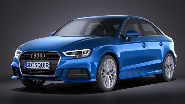 SAudi A3 2017 Sedan Model 3D .c4d .max .obj .3ds .fbx .stl .blend