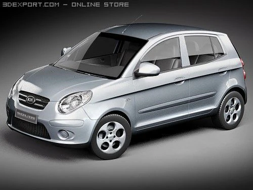 Kia Picanto 2009 3D Model .c4d .max .obj .3ds .fbx .stl .blend