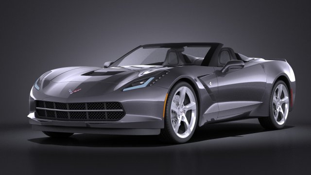 Chevrolet Corvette C7 Stingray Conv 2014 vray Modello 3D .c4d .max .obj .3ds .fbx .stl .blend