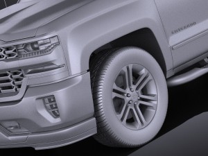 Chevrolet Silverado Double Cab 2016 vray 3D Model
