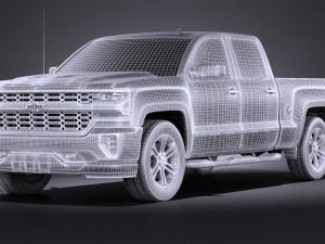 Chevrolet Silverado Double Cab 2016 vray 3D Model