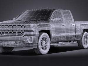 Chevrolet Silverado Double Cab 2016 vray 3D Model