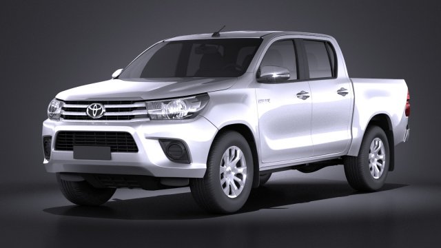 Toyota Hilux Double Cab 2016 Base 3D Model .c4d .max .obj .3ds .fbx .stl .blend