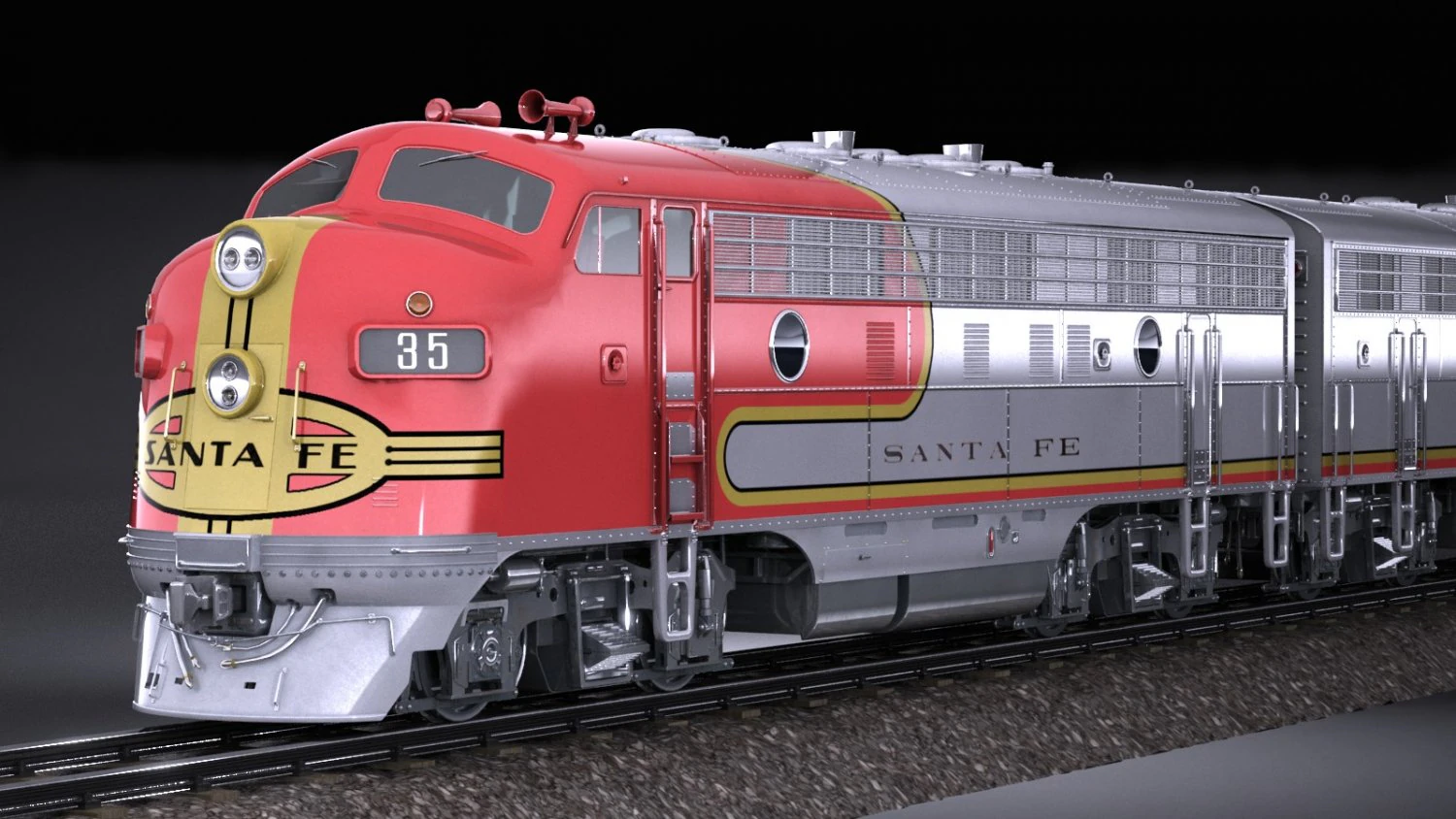 Santa Fe Super Chief Train 3D Model .c4d .max .obj .3ds .fbx .stl .blend