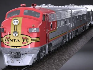 Santa Fe Super Chief Train 3D Model