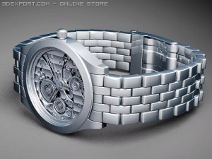 Mens Skeleton Mechanical Watch 3D Model