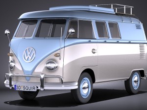 Volkswagen Transporter Type 2 Camper Van 1950 3D Model