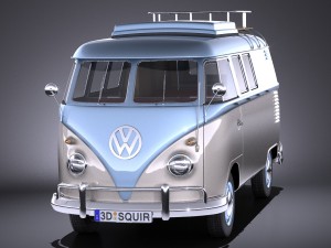 Volkswagen Transporter Type 2 Camper Van 1950 3D 모델