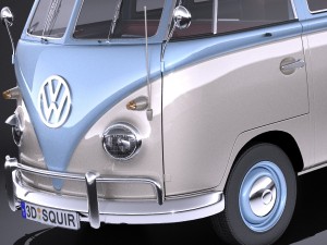 Volkswagen Transporter Type 2 Camper Van 1950 3D 모델