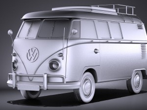 Volkswagen Transporter Type 2 Camper Van 1950 3D 모델