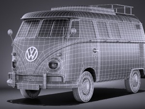 Volkswagen Transporter Type 2 Camper Van 1950 3D 모델