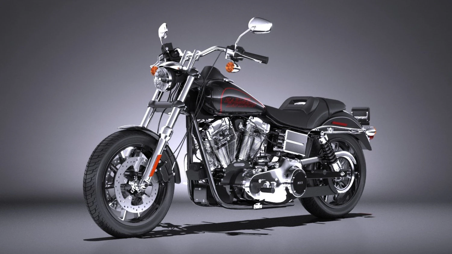 Harley-Davidson Dyna Lowrider 2016 3D Model .c4d .max .obj .3ds .fbx .stl .blend