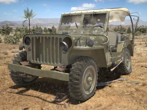 Jeep Willys Damaged 3D Model