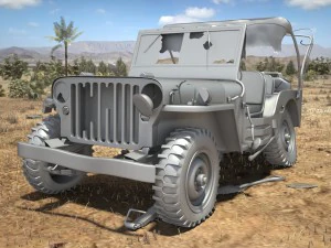 Jeep Willys Damaged 3D Model