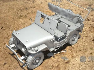 Jeep Willys Damaged 3D Model