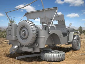 Jeep Willys Damaged 3D Model