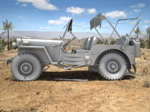 Jeep Willys Damaged 3D Model
