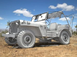 Jeep Willys Damaged 3D Model