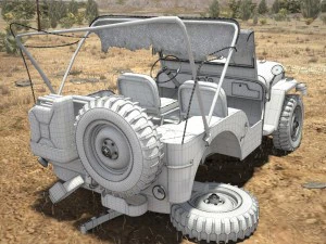 Jeep Willys Damaged 3D Model