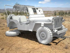 Jeep Willys Damaged 3D Model