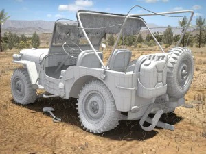 Jeep Willys Damaged 3D Model