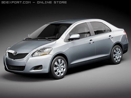 Toyota Yaris Sedan 3D Model .c4d .max .obj .3ds .fbx .stl .blend