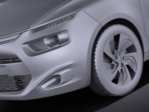 Citroen C4 Picasso 2014 Vray Model 3D