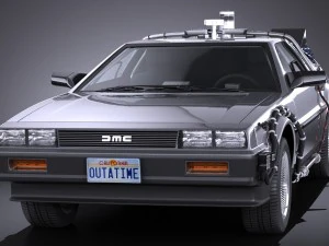 Delorean DMC-12 De volta ao futuro, epis&oacute;dio 1 Vray Modelo 3D