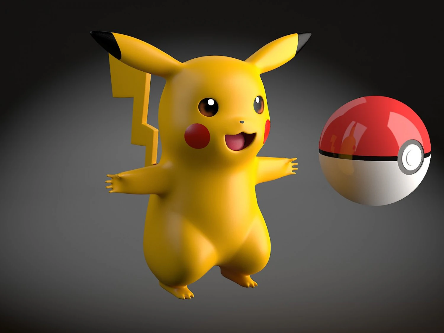 Pikachu Pokemon Rigged 3D Model .c4d .max .obj .3ds .fbx .stl .blend 