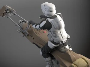 Star Wars Scout Trooper with Bike 3D Model