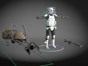 Star Wars Scout Trooper with Bike Modelo 3D