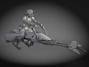Star Wars Scout Trooper with Bike 3D Model