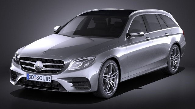 Mercedes-Benz E-class 2017 Estate AMG 3D Model .c4d .max .obj .3ds .fbx .stl .blend