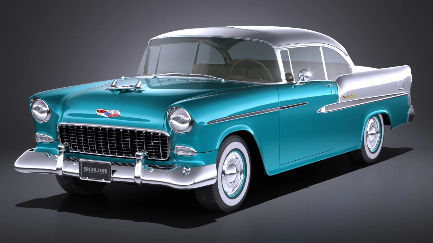 Chevrolet Bel Air 1955 Coupe Vray 3D Model .c4d .max .obj .3ds .fbx .stl .blend