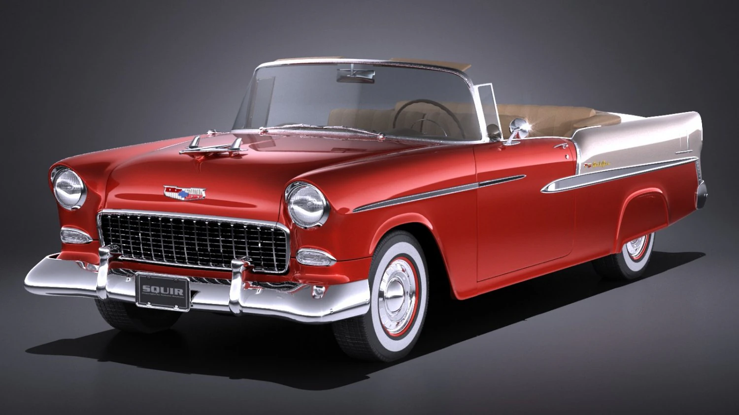 Chevrolet Bel Air 1955 Convertible Vray 3D Model .c4d .max .obj .3ds .fbx .stl .blend 