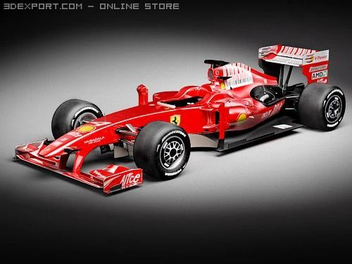 F1 Ferrari F60 2009 midpoly 3D Model .c4d .max .obj .3ds .fbx .stl .blend 