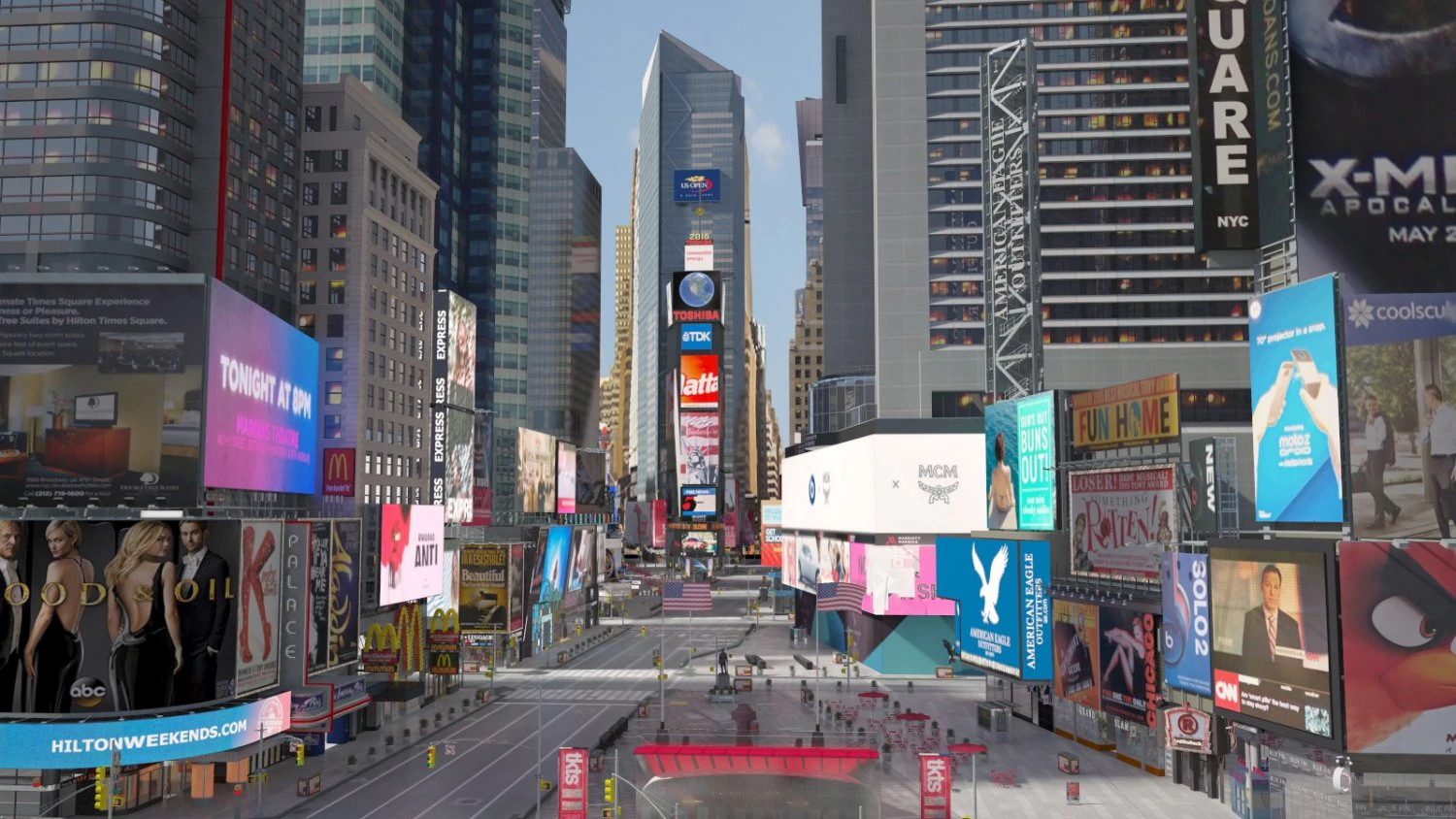 New York Times Square at Day and Night 3D Model .c4d .max .obj .3ds .fbx .stl .blend 