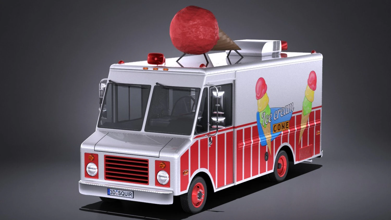 Ice Cream Truck 3D Model .c4d .max .obj .3ds .fbx .stl .blend 