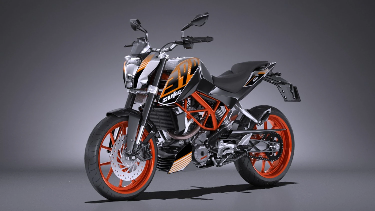 KTM Duke 390 2016 3D Model .c4d .max .obj .3ds .fbx .stl .blend 