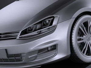 Volkswagen Golf 5-door 2017 3D-Modell