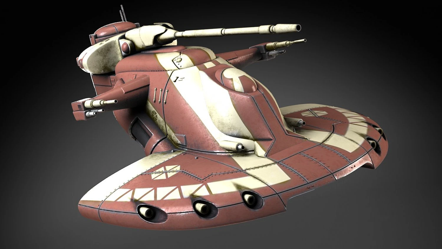 Star Wars AAT Battletank Red 3D Model .c4d .max .obj .3ds .fbx .stl .blend 