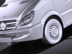 Mercedes-Benz Sprinter II Van Short High vray Modelo 3D
