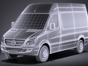 Mercedes-Benz Sprinter II Van Short High vray Modelo 3D