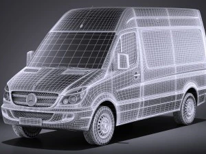 Mercedes-Benz Sprinter II Van Short High vray 3D Model
